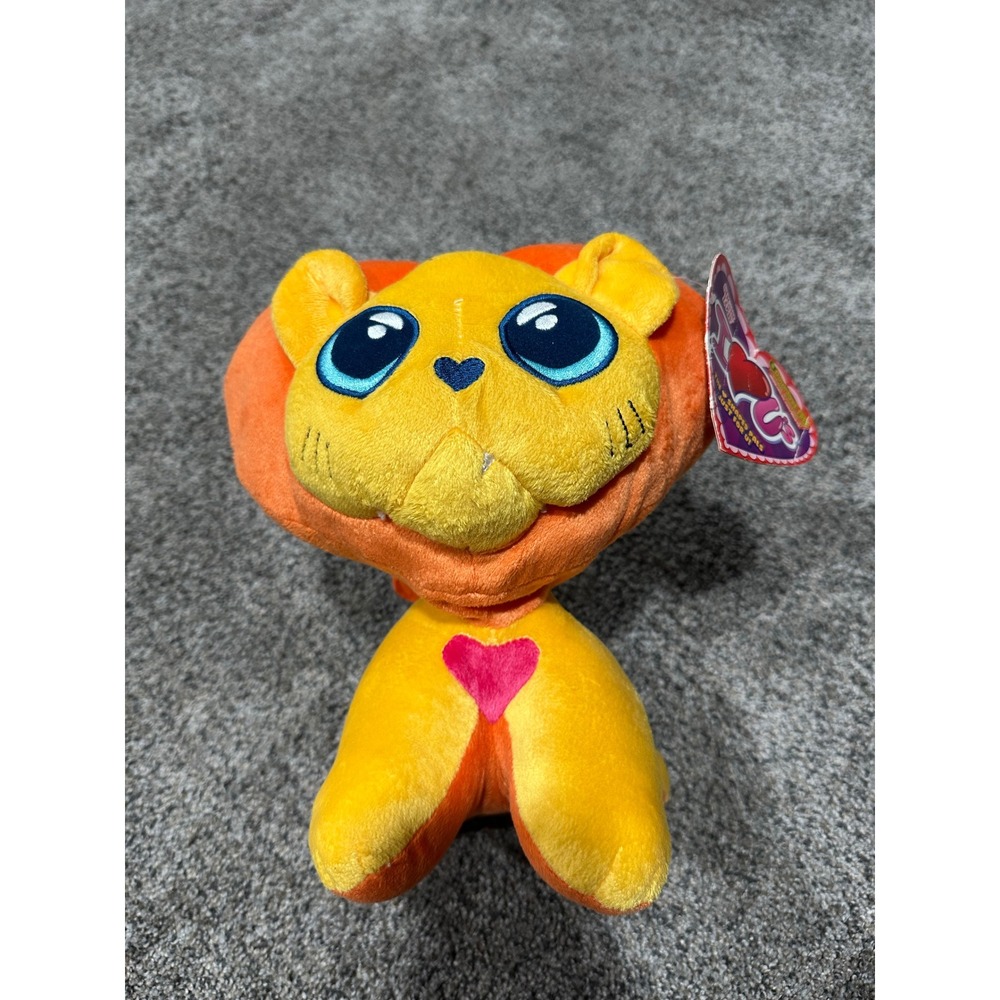 Sugar Loaf I Heart U's Lion Plush Kellytoy Orange Yellow Heart Shaped Head